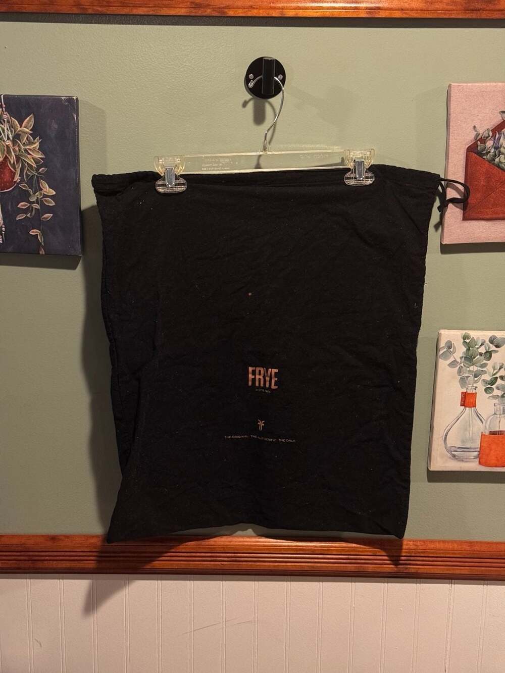FRYE Black Cotton Drawstring Dust Bag Storage Dustbag
